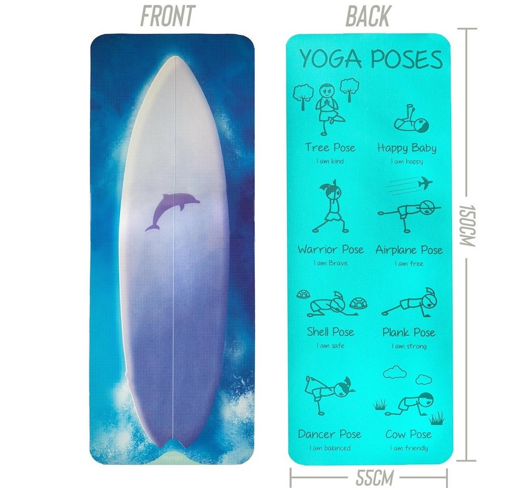 LK Trend & Style Yogamatte Hochwertige Gymnastikmatte Turnmatte Spielmatte für Kinder (Turnen, Fitness, Bewegung, fröhliches Design das Lust für die Übungen macht), mit 8 verschiedenen Posen Aufdruck Bild 2