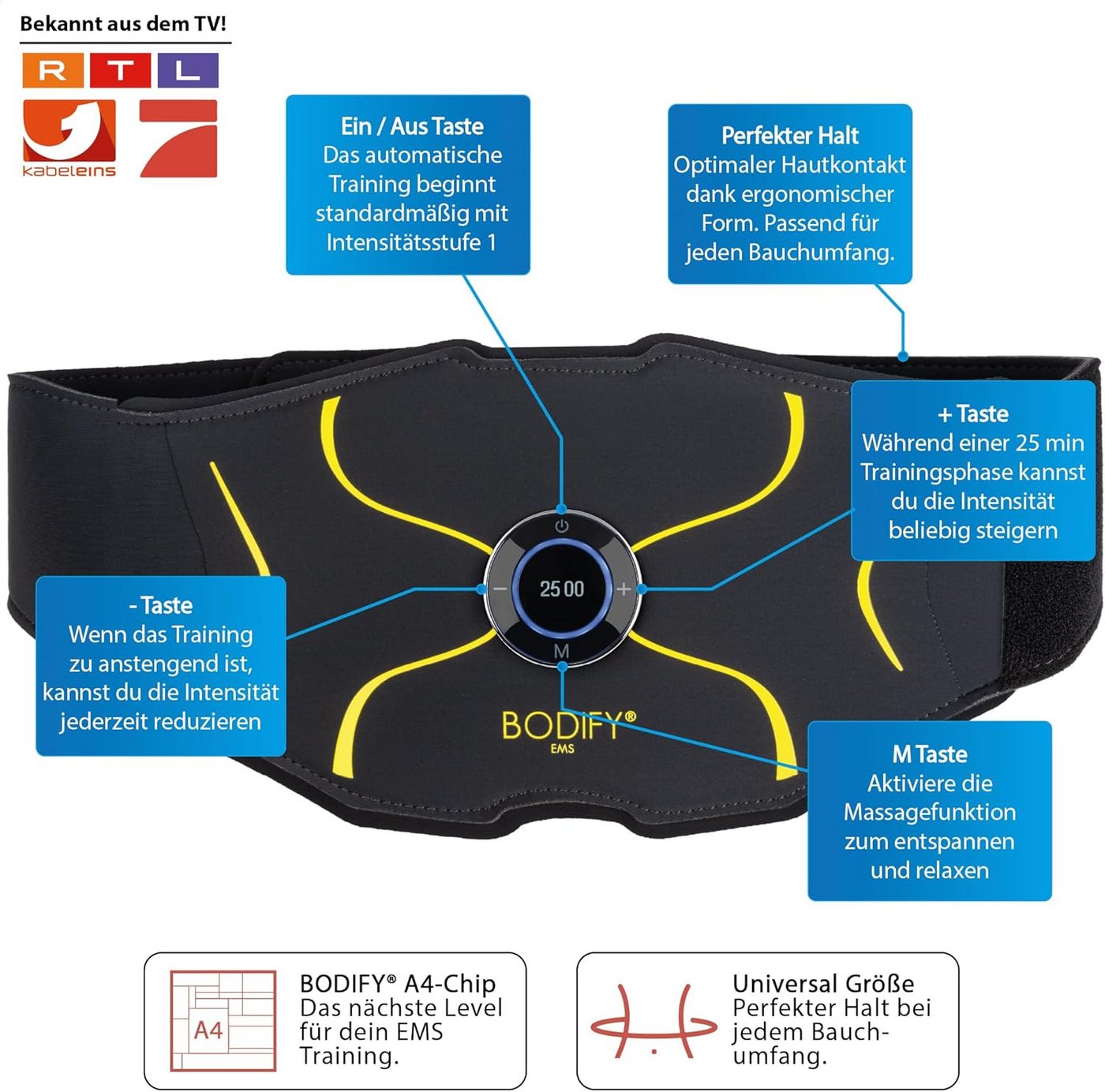 BODIFY EMS-Bauchmuskeltrainer Max - EMS Trainer - Gezielte Stimulation der Bauch Muskulatur Bild 5