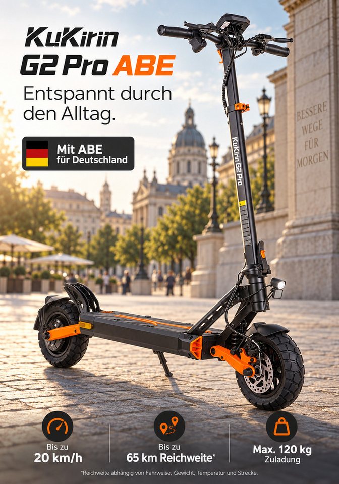 ZWHEEL E-Scooter Kukirin G2 Pro 624Wh 48V 13Ah Max.55km 10 Zoll Offroad-Reifen, Faltbarer Elektro-Scooter mit Doppelscheibenbremse, LCD-Display