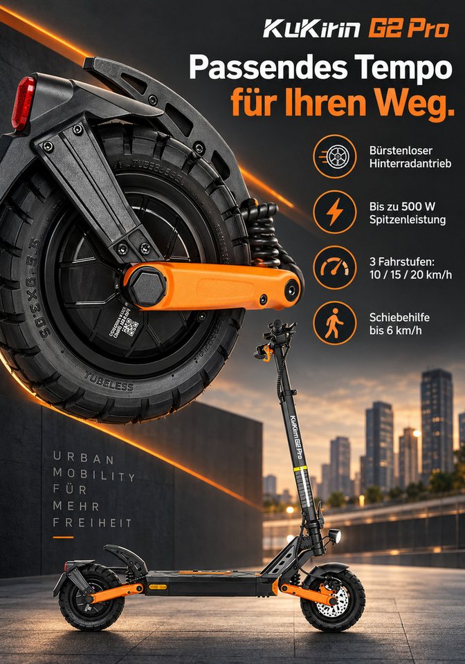 ZWHEEL E-Scooter Kukirin G2 Pro 624Wh 48V 13Ah Max.55km 10 Zoll Offroad-Reifen, Faltbarer Elektro-Scooter mit Doppelscheibenbremse, LCD-Display Bild 5
