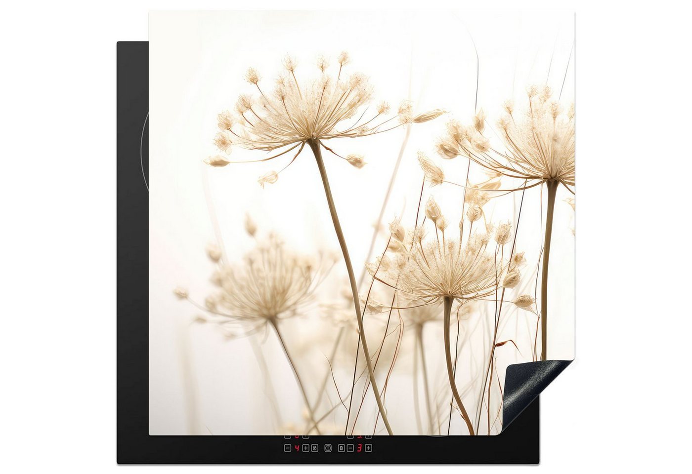 MuchoWow Herd-Abdeckplatte Blumen - Weiß - Sonnenlicht, Vinyl, (1 tlg), Cerankochfeld Abdeckung, Herd Abdeckplatten Vinyl, 58x59 cm