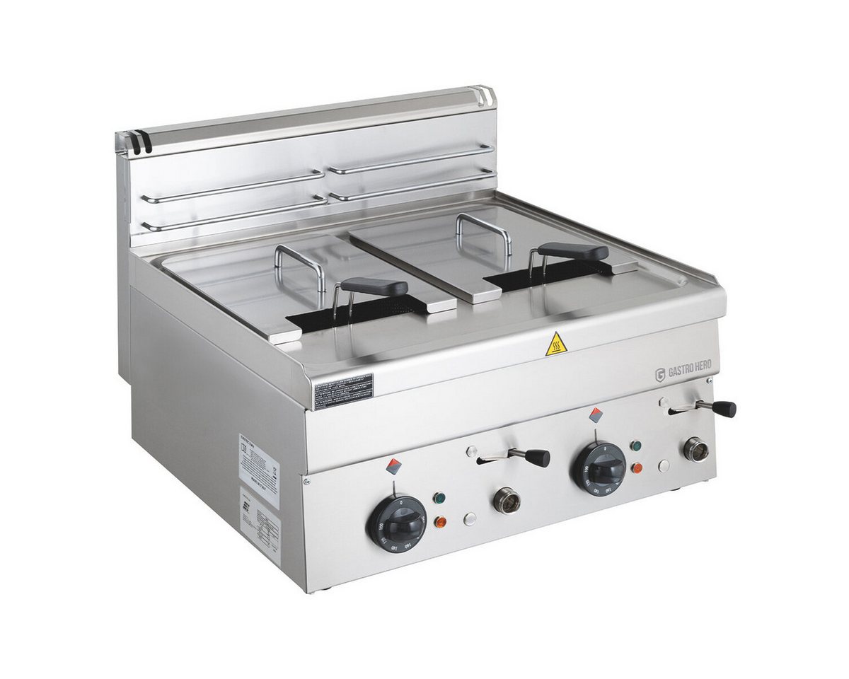 GastroHero Fritteuse Elektro-Fritteuse 16L Tischgerät Edelstahl, 18000 W, Sicherheitsthermostat, Ölablasssystem, abnehmbare Reinigungsteile