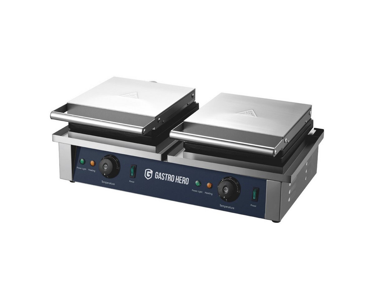 GastroHero 2-in-1-Kombi-Waffeleisen Doppel Waffeleisen 4 belgische Waffeln 2x2 Gastro Gerät, 2000 W, Signalleuchte zur Temperaturanzeige, stufenlos regelbar bis 250°C