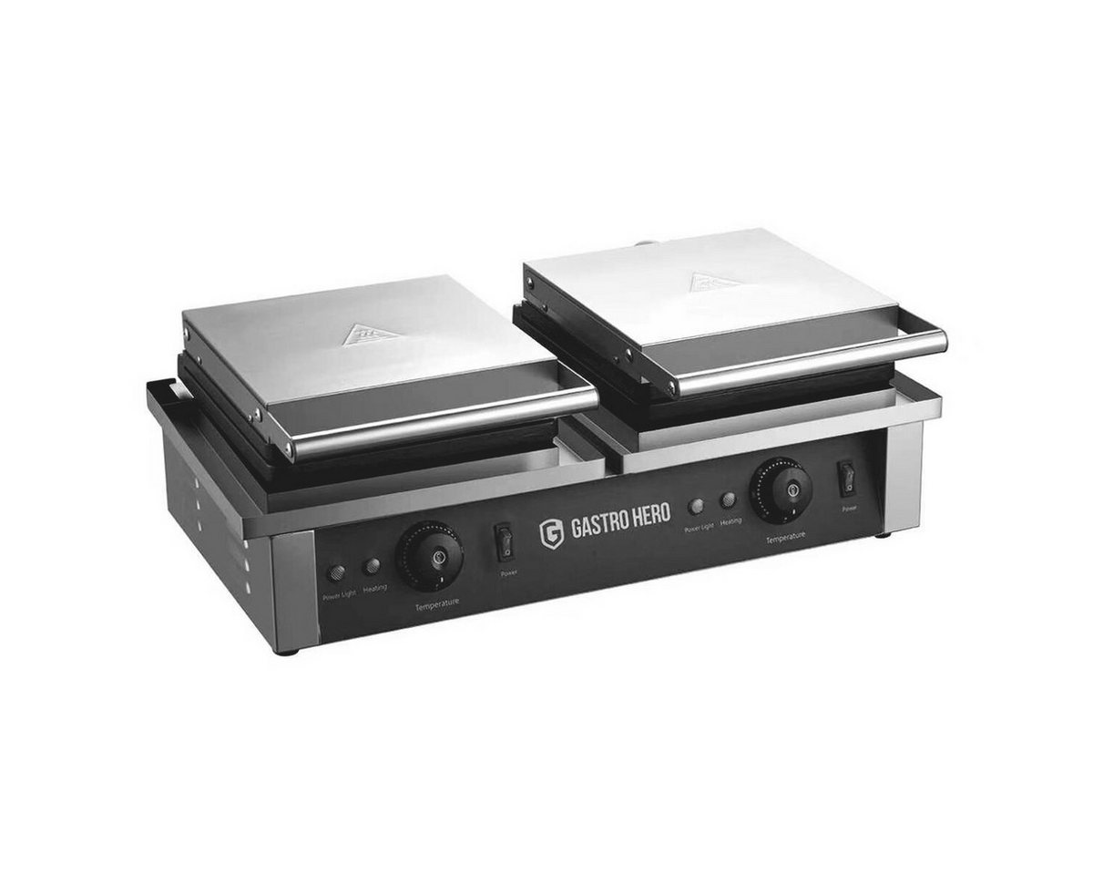 GastroHero 2-in-1-Kombi-Waffeleisen Doppel Waffeleisen 4 belgische Waffeln 2x2 Gastro Gerät, 2000 W, Signalleuchte zur Temperaturanzeige, stufenlos regelbar bis 250°C Bild 2