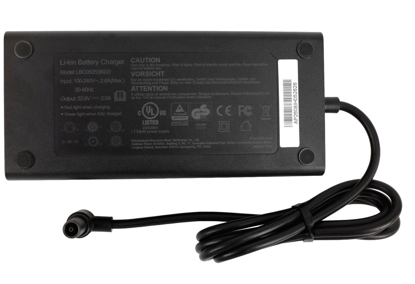 PowerSmart CJS150-5360200 Batterie-Ladegerät (53,6V 2A für Navee ST3, ST3 Pro)