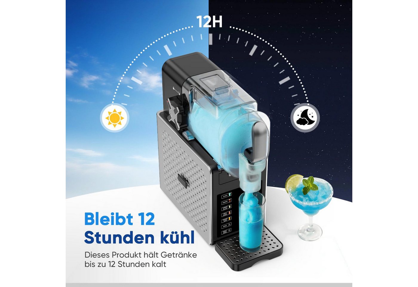 Azmsary Slush-Eismaschine Slush & Eismaschine 6-in-1, LED, Selbstreinigung, 2.5L Bild 2