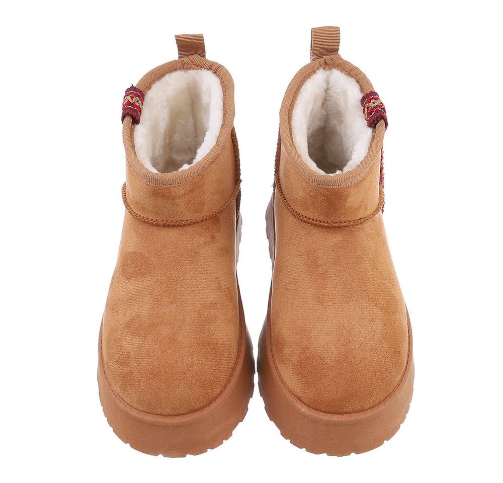 Ital-Design Damen Snowboots Freizeit Snowboots (87417871) Flach Stiefeletten in Camel