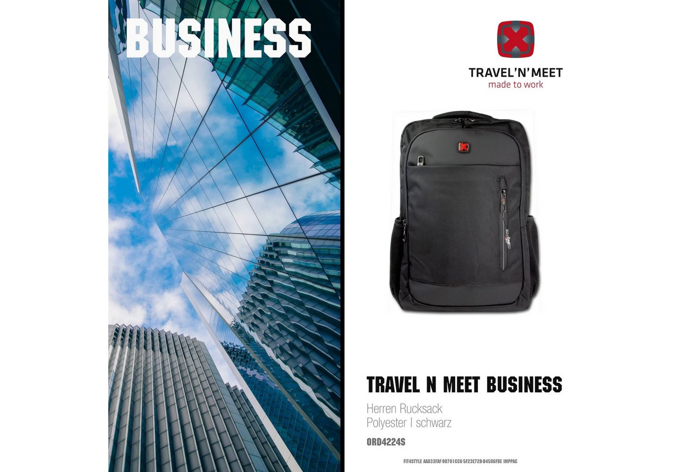 Travel N Meet Cityrucksack Travel N Meet Businessrucksack, Rucksack, Herren Businessrucksack Polyester, schwarz ca. 42cm hoch Bild 2