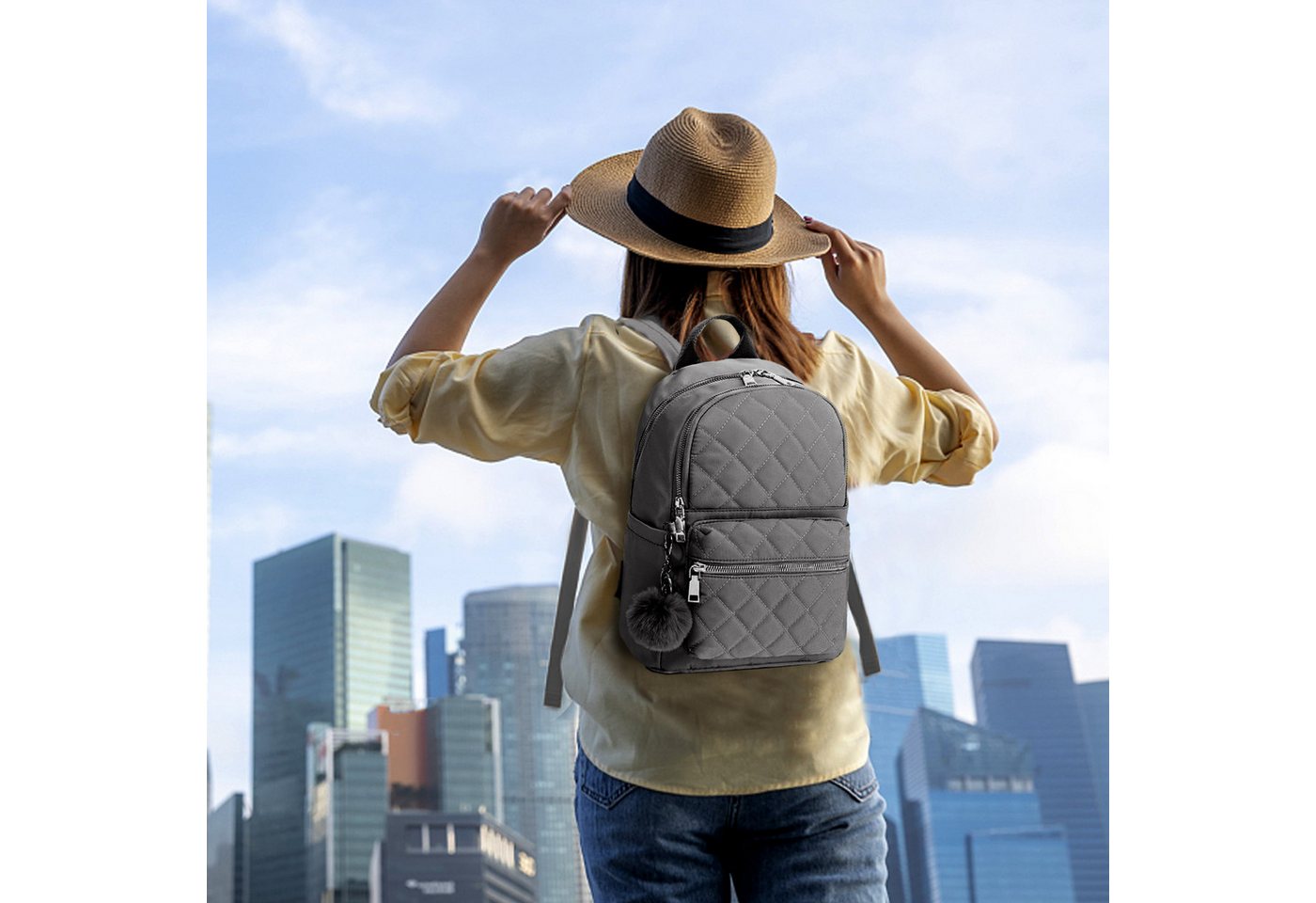 TANTOMI Cityrucksack Rucksack Damen Klein, Cityrucksack Nylon Wasserdicht Rucksäcke, Für Schule Travel Wandern Arbeit Bild 4