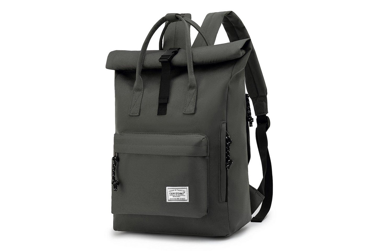 TANTOMI Freizeitrucksack Schulrucksack für Damen Herren, Laptop Rucksack 15,6 Zoll mit Rolltop, Cityrucksack Daypack Laptopfach und Weit Öffenbar Bild 2