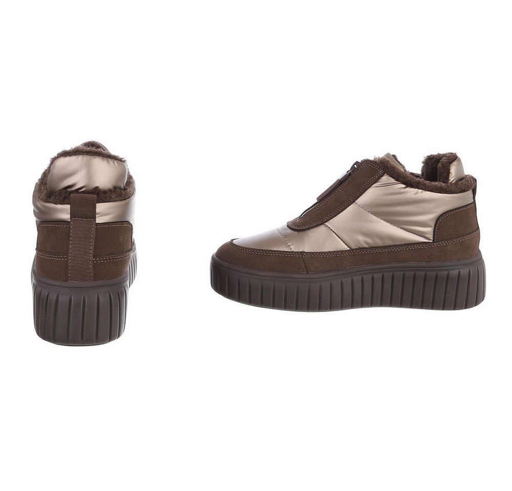 Ital-Design Damen Winter-Sneaker mit Plateau und Reißverschluss Snowboots (92497426) Flach Stiefeletten in Braun Bild 2