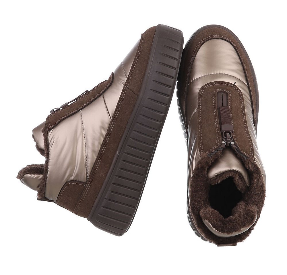 Ital-Design Damen Winter-Sneaker mit Plateau und Reißverschluss Snowboots (92497426) Flach Stiefeletten in Braun Bild 4