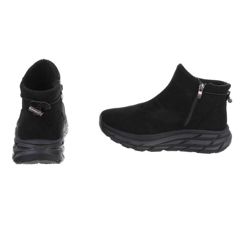 Ital-Design Damen Slip-on Boot mit Profilsohle Snowboots (92497469) Keilabsatz/Wedge Stiefeletten in Schwarz