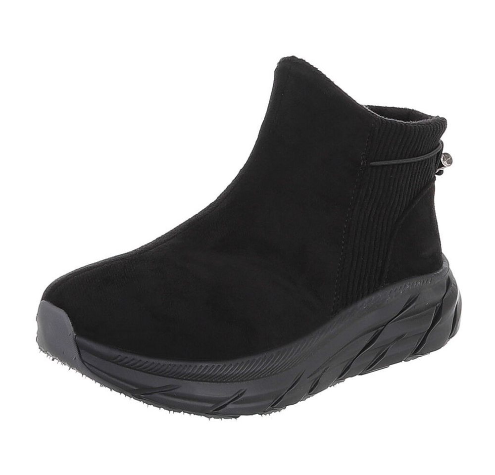Ital-Design Damen Slip-on Boot mit Profilsohle Snowboots (92497469) Keilabsatz/Wedge Stiefeletten in Schwarz Bild 2