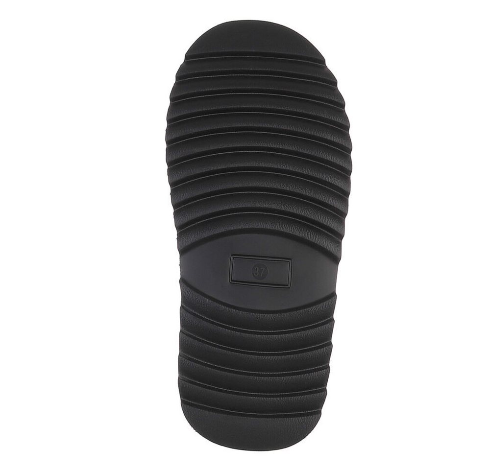 Ital-Design Echtleder Damen Slip-on Plateau Clog mit Profilsohle Snowboots (92392441) Flach Stiefeletten in Schwarz Bild 4