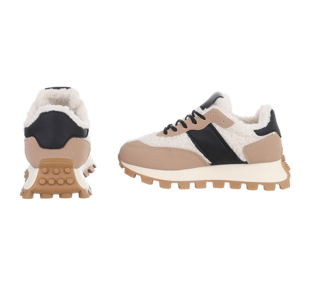 Ital-Design Damen Sneakers mit hohem Komfort für Freizeitaktivitäten Snowboots (90704245) Flach Sneakers Low in Hellbraun