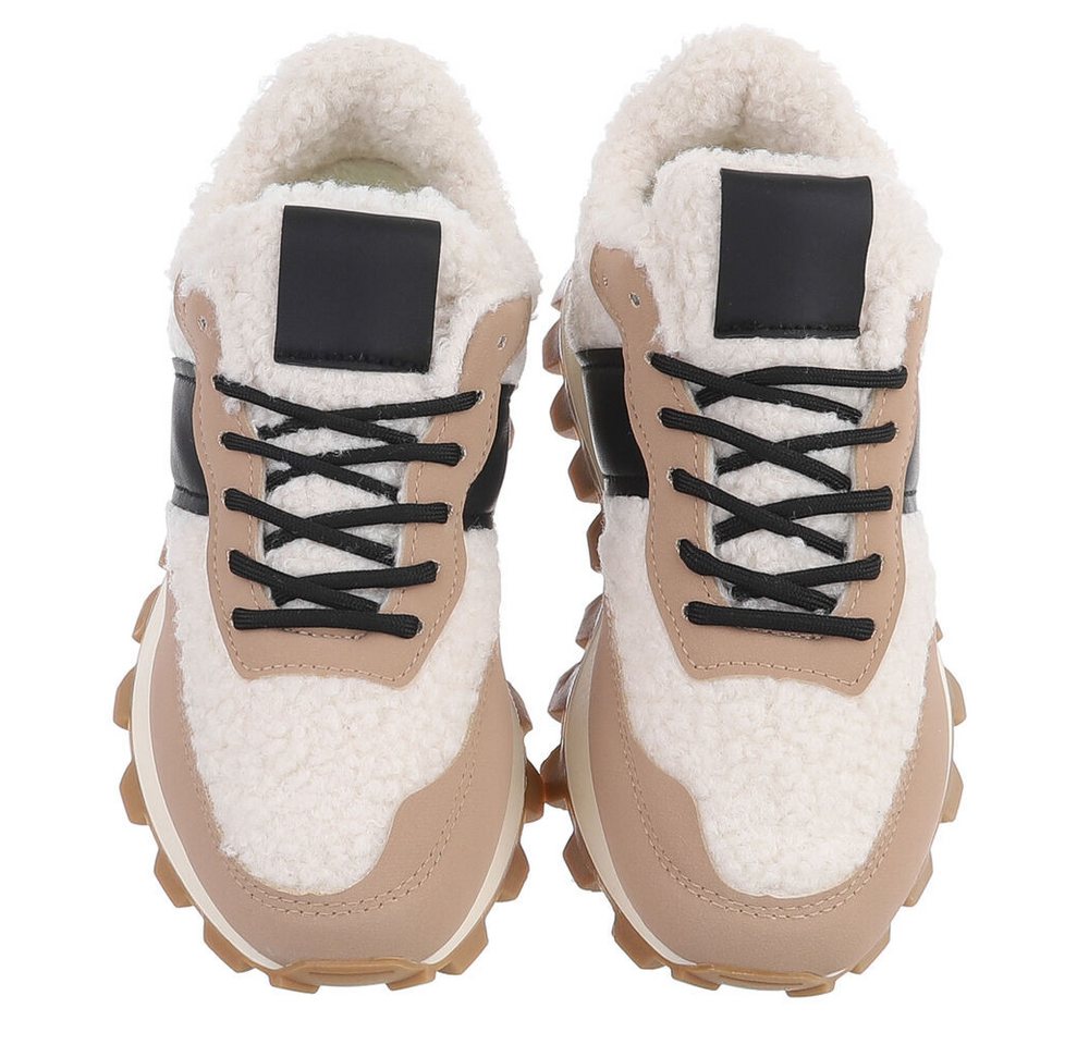 Ital-Design Damen Sneakers mit hohem Komfort für Freizeitaktivitäten Snowboots (90704245) Flach Sneakers Low in Hellbraun Bild 3