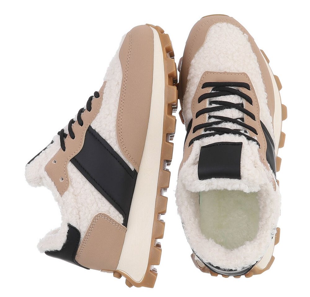 Ital-Design Damen Sneakers mit hohem Komfort für Freizeitaktivitäten Snowboots (90704245) Flach Sneakers Low in Hellbraun Bild 4