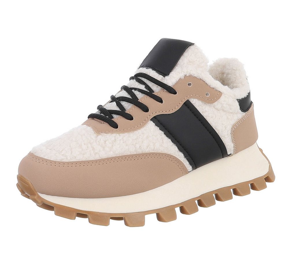 Ital-Design Damen Sneakers mit hohem Komfort für Freizeitaktivitäten Snowboots (90704245) Flach Sneakers Low in Hellbraun Bild 5