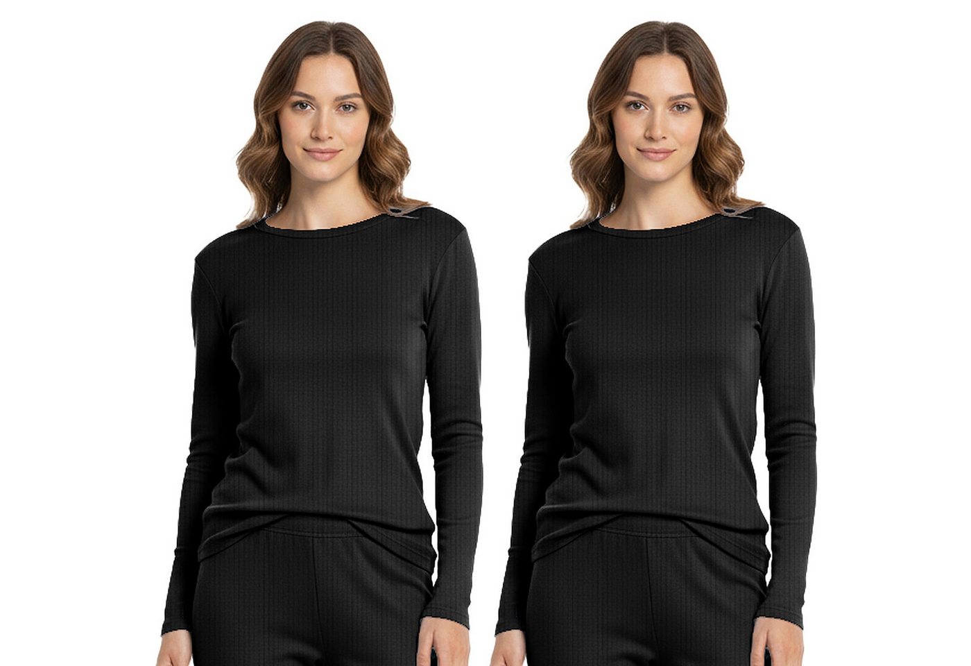 TEXEMP Thermounterhemd Thermounterhemd Damen Winter 2er Pack Fleecefutter Thermounterwäsche (Set, 2-St., 2er-Pack) 90% Baumwolle - Kuscheliges Innenfleece - Wärmend