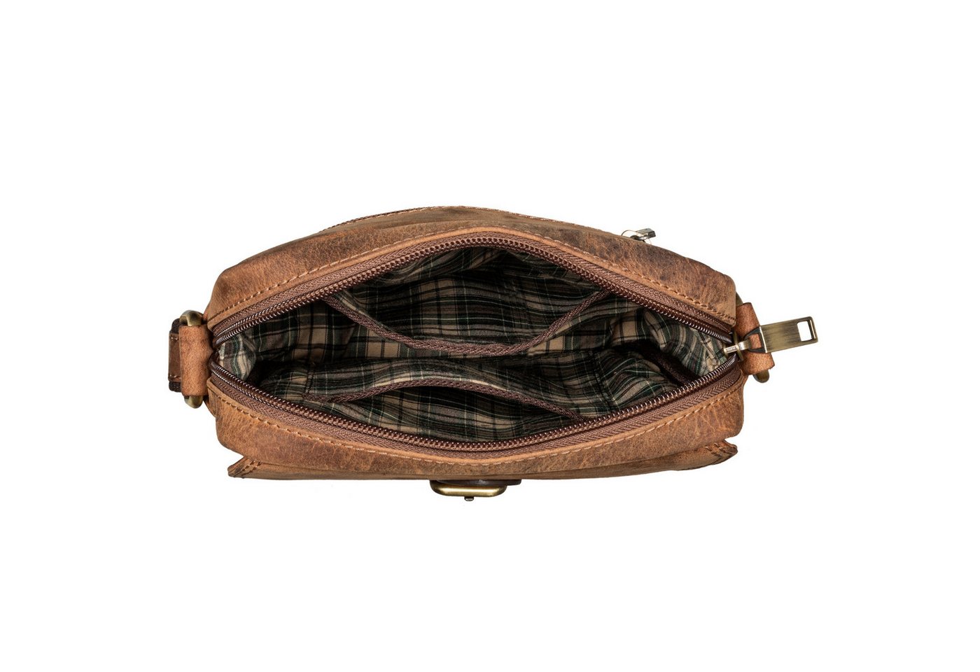 Benthill Reisetasche Herren Umhängetasche Echt Leder Wandertasche Messenger Schultertasche, Reißverschlussfach Bild 5