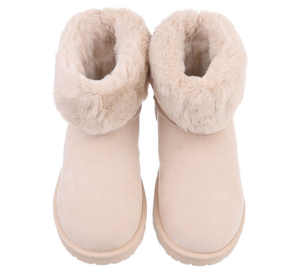 Ital-Design Damen Snowboots Freizeit Snowboots (88460421) Flach Flache Stiefeletten in Beige