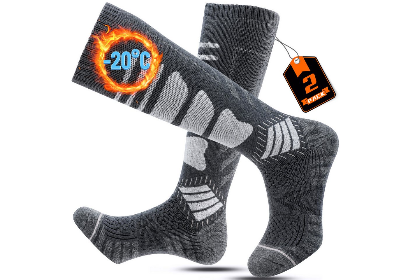 TANSTC Skisocken Merino Socken Herren Damen Thermosocken Wintersocken Kniestrümpfe Wärmend,elastisch,atmungsaktiv,temperaturregulierend,strapazierfähig Bild 3