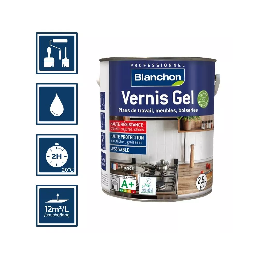 Bio-basierter Gel-lack Eiche Gold 2,5 Liter - Blanchon - 1052