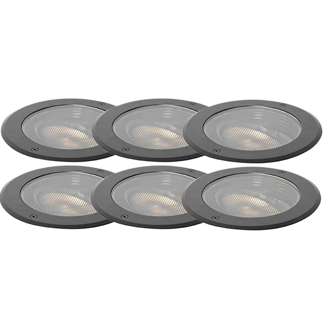 Set Van 6 Dimbare Buiten Grondspots Zwart Ip65 Incl Led - Delux Honey