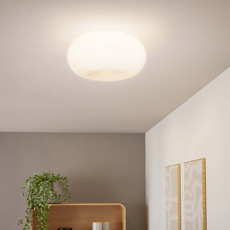 [neuwertig] B-ware Eglo Optica Retrofit Wandleuchte Deckenlampe Lampe Leuchte 2-flg Glas Opal Weiß