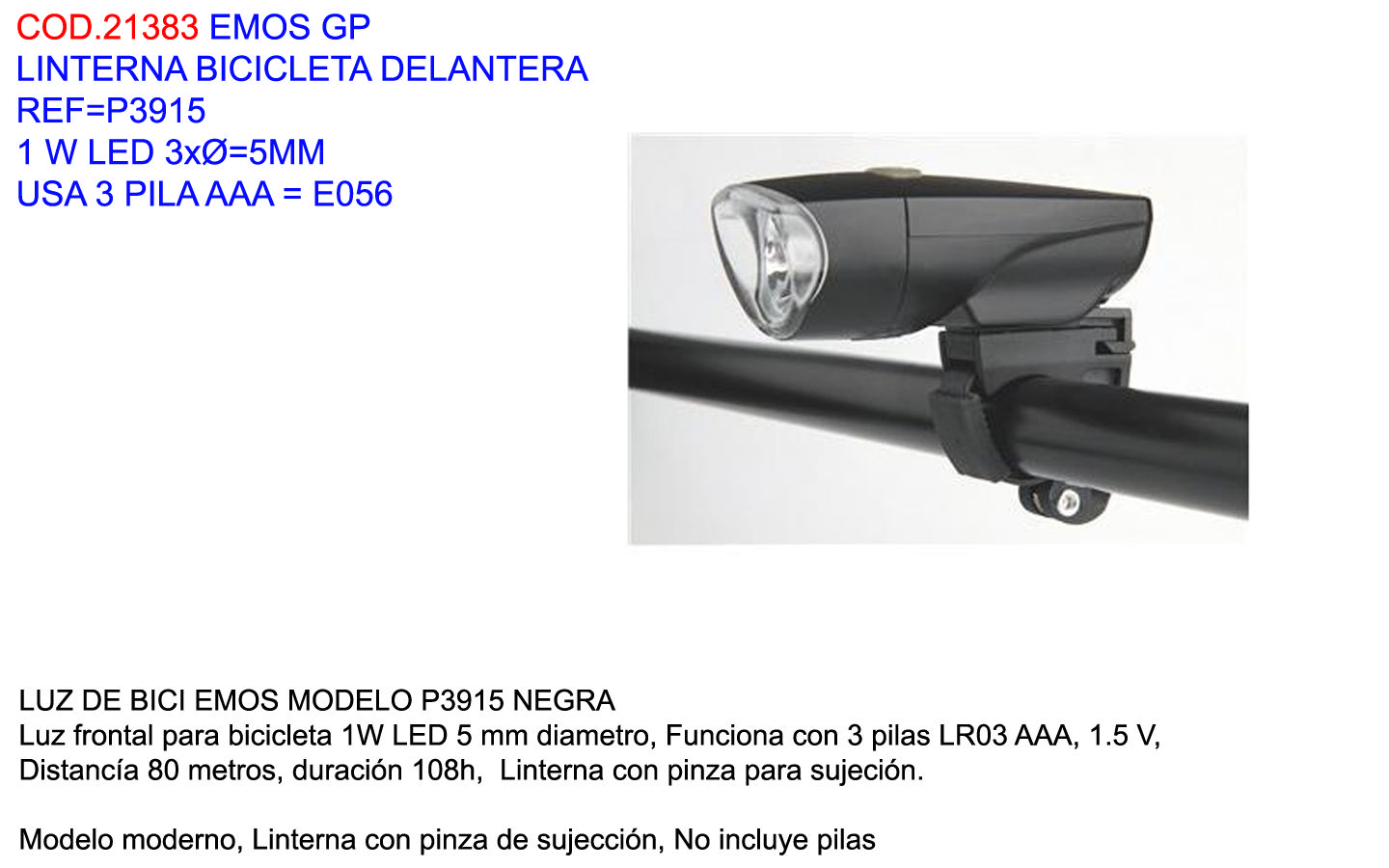Emos Finstock Gp Vorderes Fahrradlicht Led 3x5mm 3 Aaa-batterien