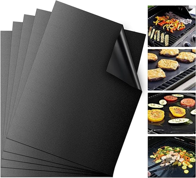 Set Mit 5 Backmatten, Grillmatte, Grillplatte, Backblech, Ofen, 40 X 33 Cm, Für Gasgrill, Elektro-holzkohle, 100, Antihaftbeschichtet