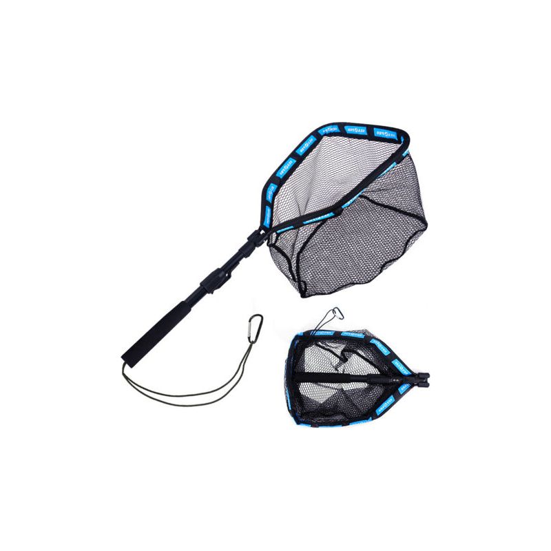 Épuisette Flottante Bleue, 1 Pièce, Idéale Pour La Pêche, Épuisette Pliable En Caoutchouc Avec Poignée Fixe Ou Télescopique