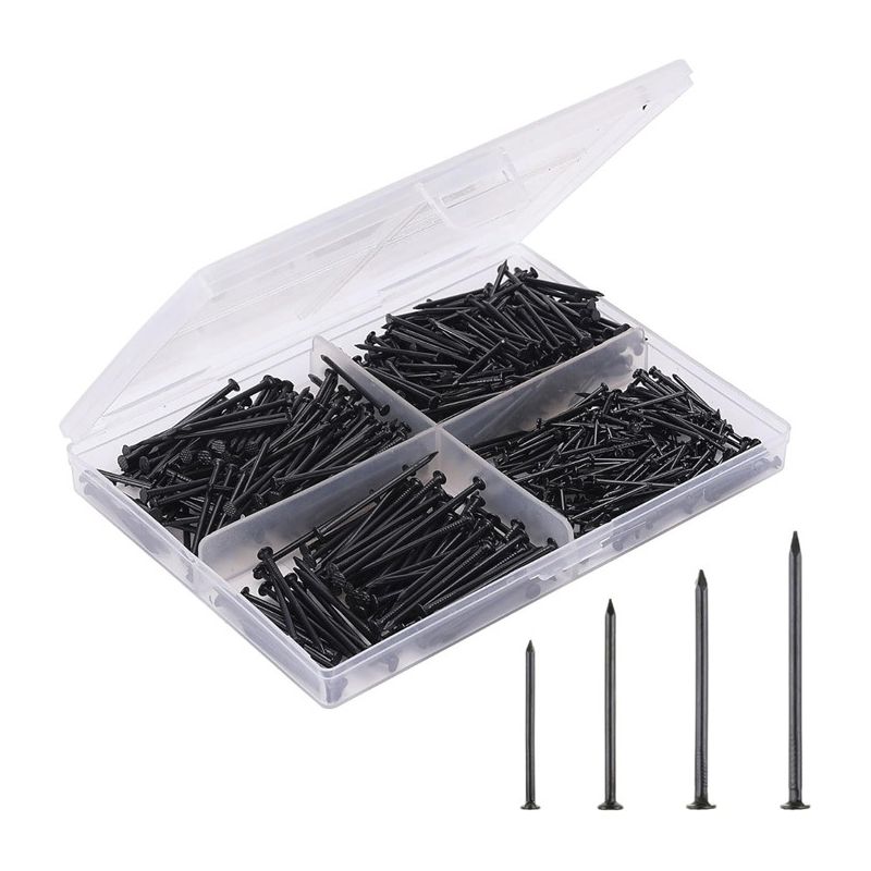 Coffret De Quincaillerie, Noir, 200 Petits Clous, Clous Pour Accrocher Des Tableaux, Clous Pour Cadres.