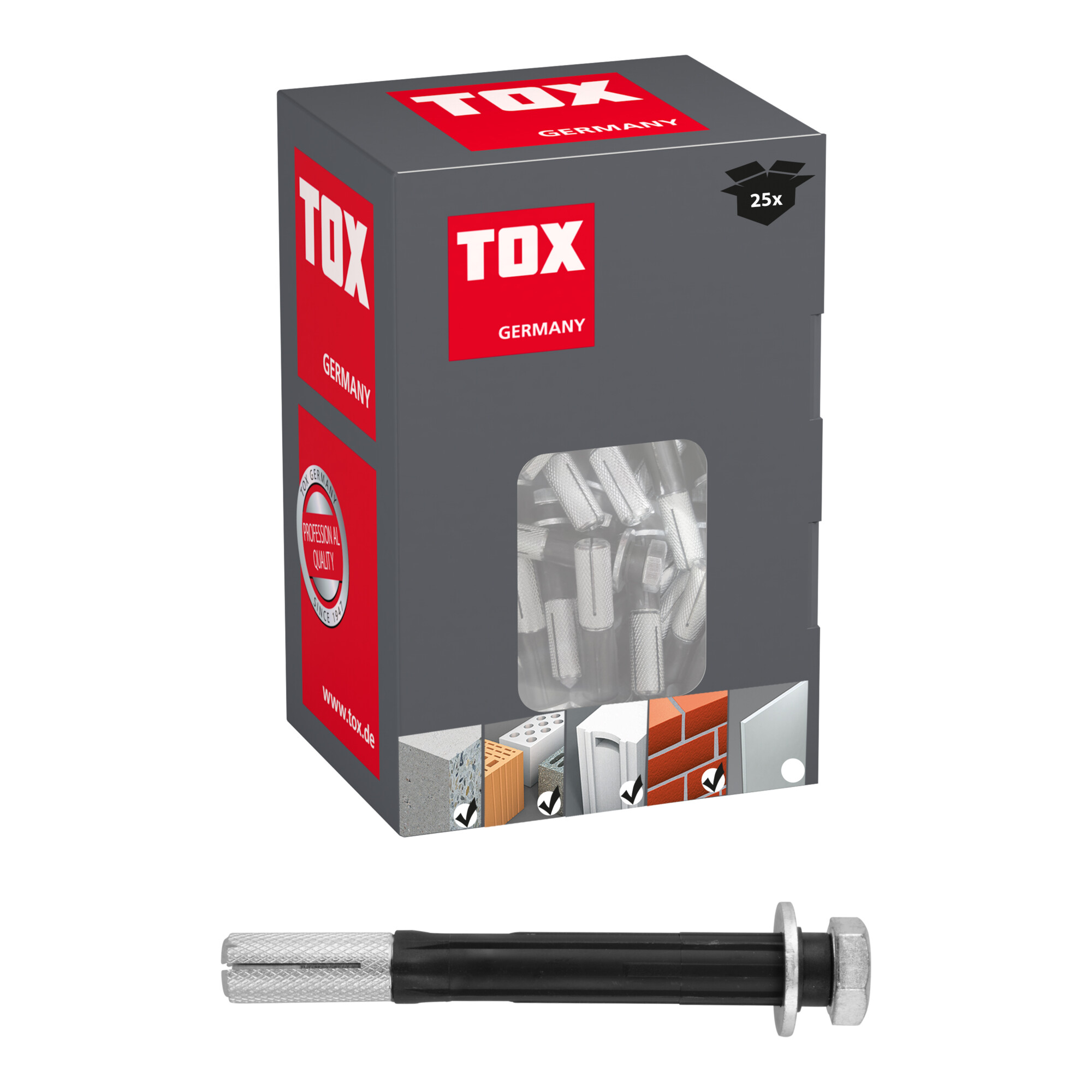 Tox Msl-s2 Metrische Langdübel, Schachtel Mit 25 Stück, 12/80 Mm.
