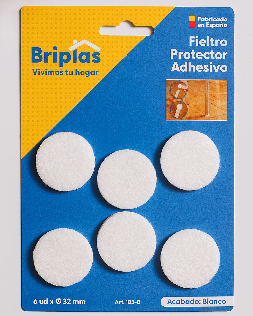 Selbstklebende Filzplatten Rund 32 Mm Weiß - 6 Stück
