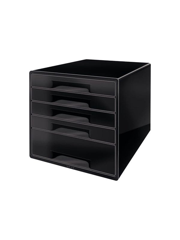 Schubladenbox Cube 5 Schubladen Din A4 Polystyrol Gehäusefarbe: Schwarz Farbe Der Schublade: Schwarz