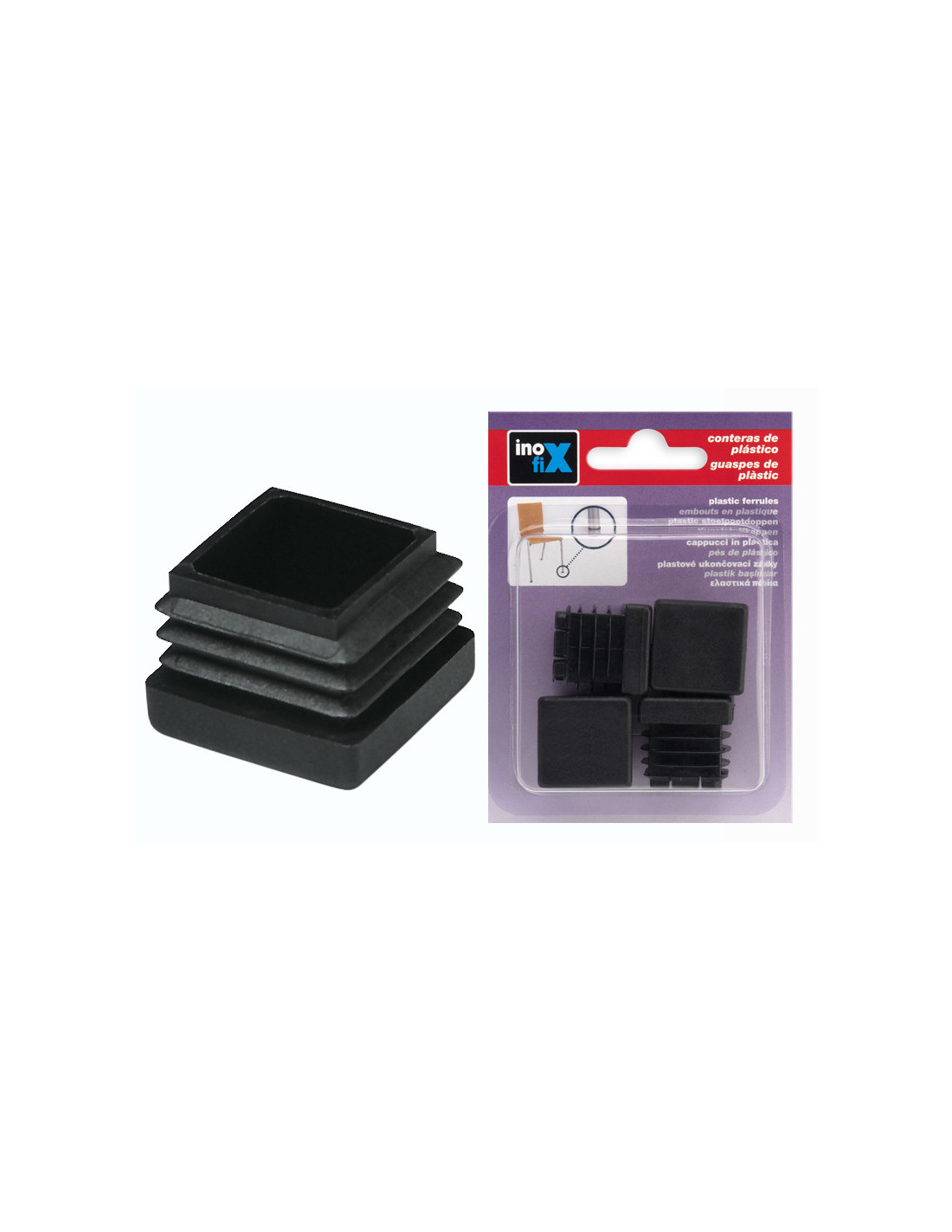 X4 Innenwinkel Quadrat 30mm Schwarz - Inofix
