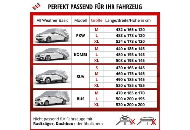 Walser - Abdeckplane Auto All Weather Basic, Autoplane Vollgarage Kombi Größe L, Autoabdeckung Silber
