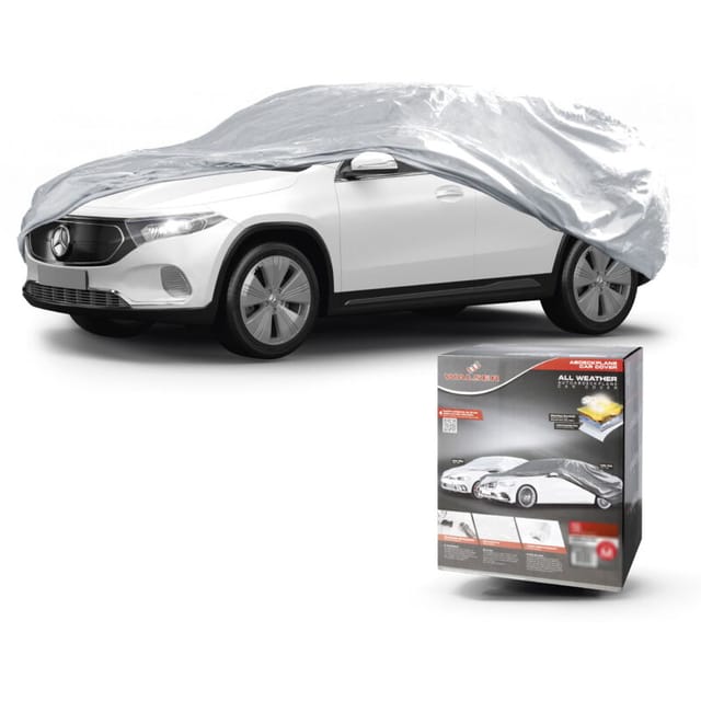 Abdeckplane Auto All Weather Basic, Autoplane Vollgarage Suv Größe M, Autoabdeckung Silber