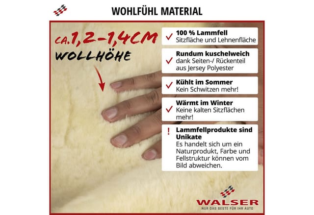 Walser - Autositzbezug Iva Aus Lammfell, Pkw-schonbezug Einzelsitz, Zipp-it Lammfellbezug Mit Reißverschluss Beige