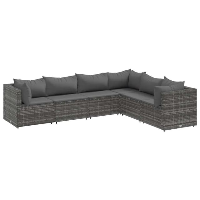 6-tlg. Garten-lounge-set Mit Kissen Grau Poly Rattan Vidaxl