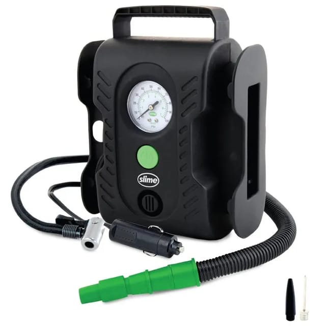 Slime - 40066 Kompressor Multi-purpose Tyre Kompressor 7 Bar 12 V Adapter Zum Betrieb Per Kabel, Analo