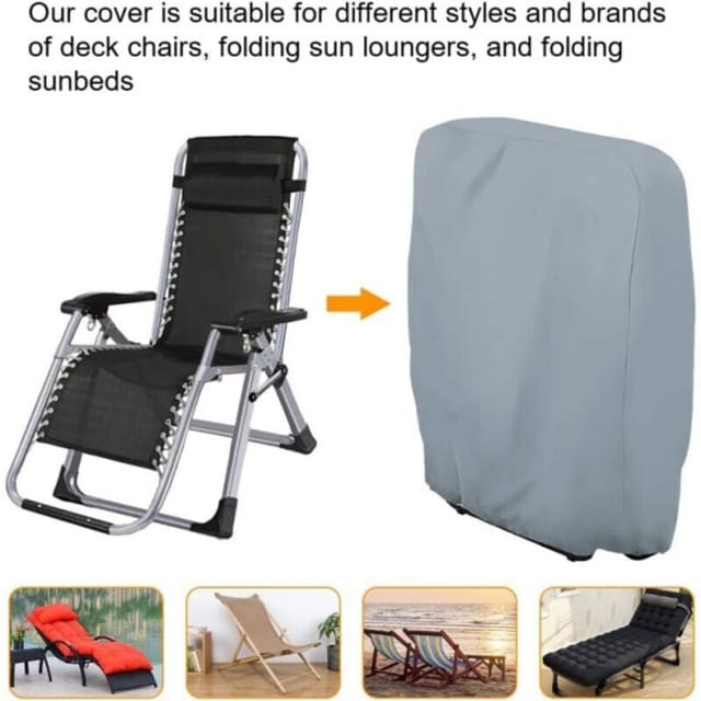Klappbare Liegestuhlabdeckung, Wasserdichte Anti-uv-abdeckung, 210d Oxford Garten-entspannungsabdeckung Für Liegestuhl, L71×h110cm (grau)