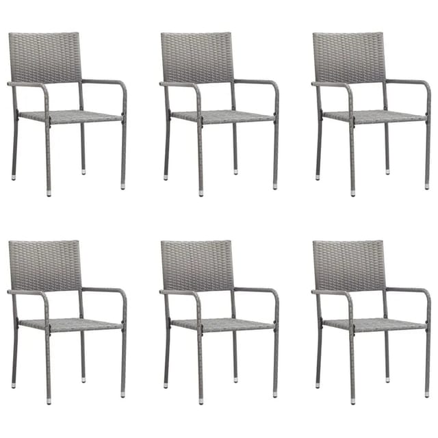 Vidaxl - Garten-essstühle 6 Stk. Stapelbar Grau Polyrattan