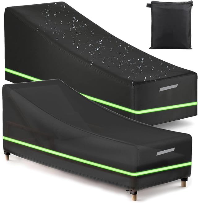 Garten-liegestuhl-abdeckung, 2 Stück, Wasserdicht, Windbeständig, Uv-beständig, 420d-oxford-stoffbezug Mit Lüftungsgittern Und Reflektierendem Streifen Für Garten-liegestuhl – 200 X