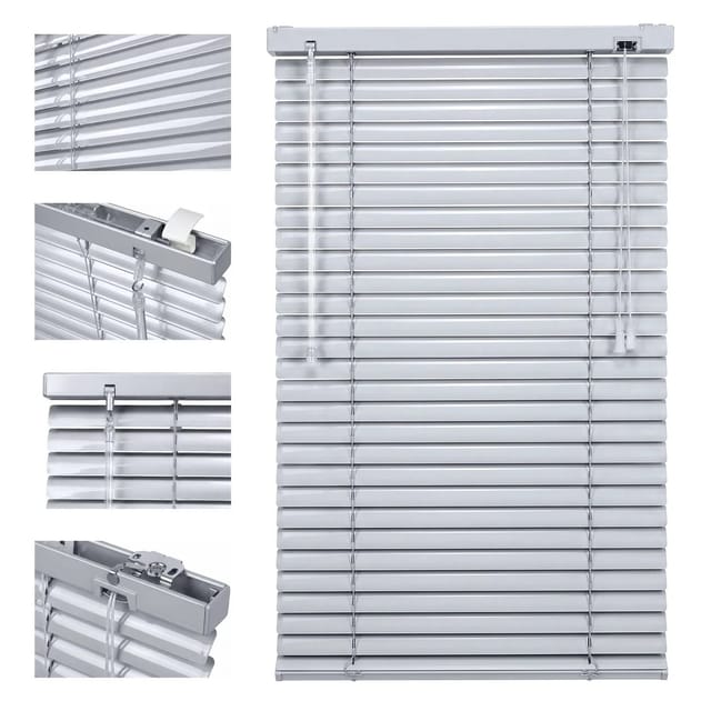 Sekey Alu Jalousie Ohne Bohren Klemmfix Jalousette Freihängend - 25mm Alu-lamellen, Silber, 100 X 160 Cm