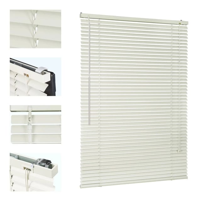 Sekey Alu Jalousie Ohne Bohren Klemmfix Jalousette Freihängend - 25mm Alu-lamellen, Creme, 85 X 160 Cm