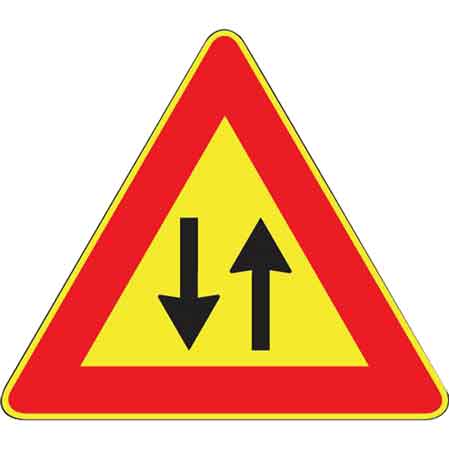 Baustellenschild Abb.387 'gegenübergesetzter Verkehr' 90
