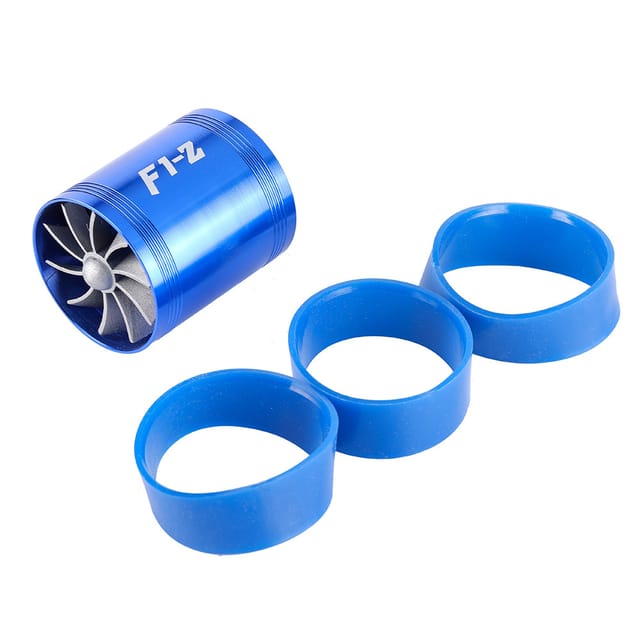Ahlsen - Universal 64mm Dual Turbine Fan Auto Lufteinlass Turbonator Kompressor Gas Kraftstoff Saver Turbo Fan (blau)